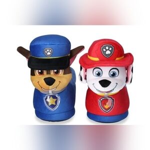 New PAW Patrol MARSHALL & CHASE 3D Plush Slip-on Slippers Toddler 5-6 light up!